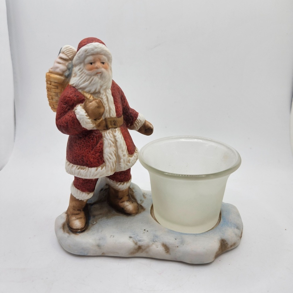 Vintage MANN Christmas Memories Santa Candle Holder Votive Figurine‎